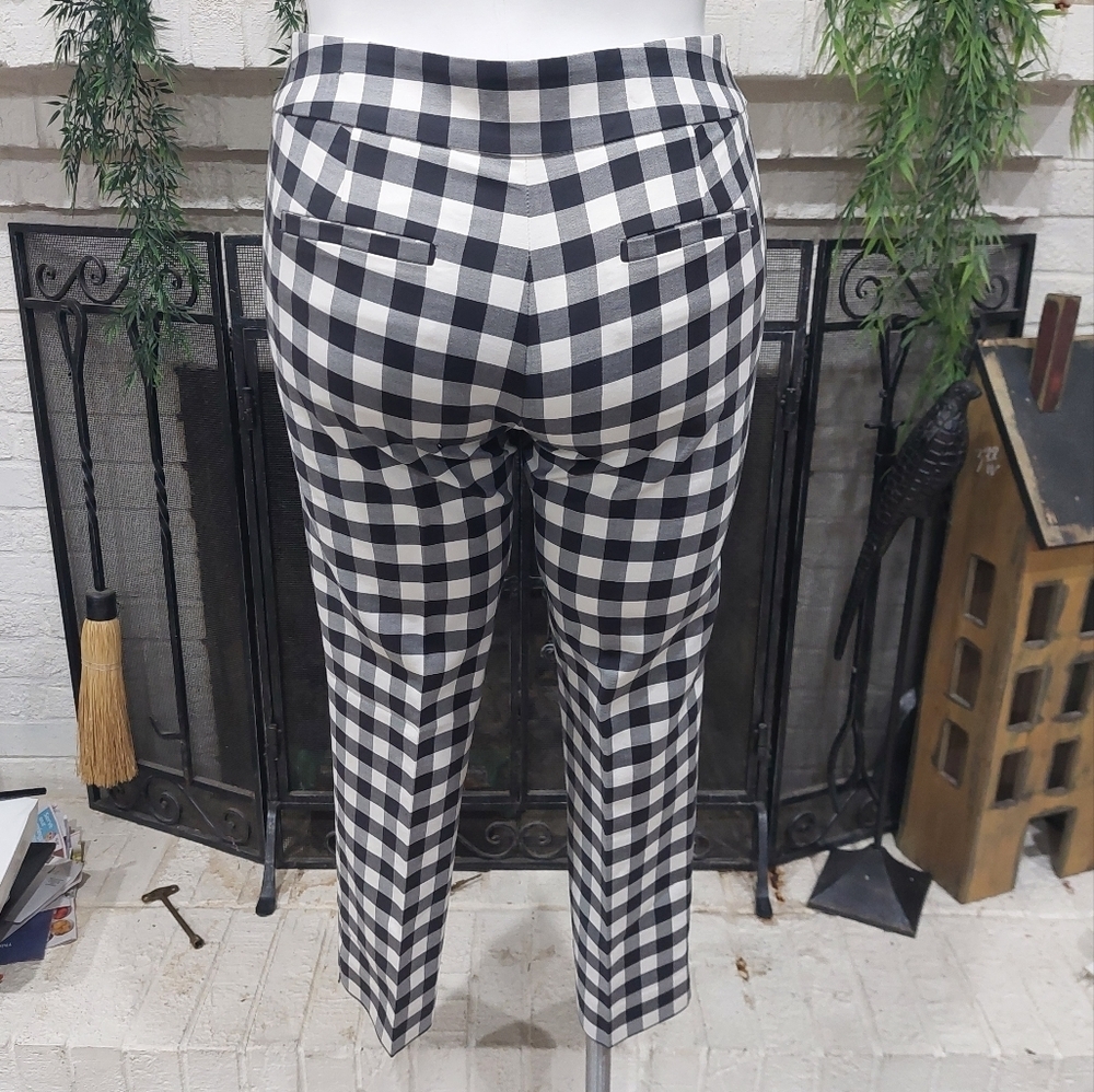 Ann Taylor Devin Fit Cropped Pants Black White Plaid Gingham Womens Sz 8 Classic - Picture 7 of 9